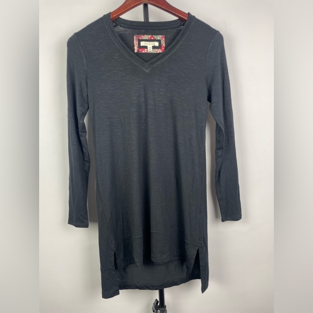 Anthropologie Pure + Good Black Soft Long V-Neck Long Sleeve Shirt